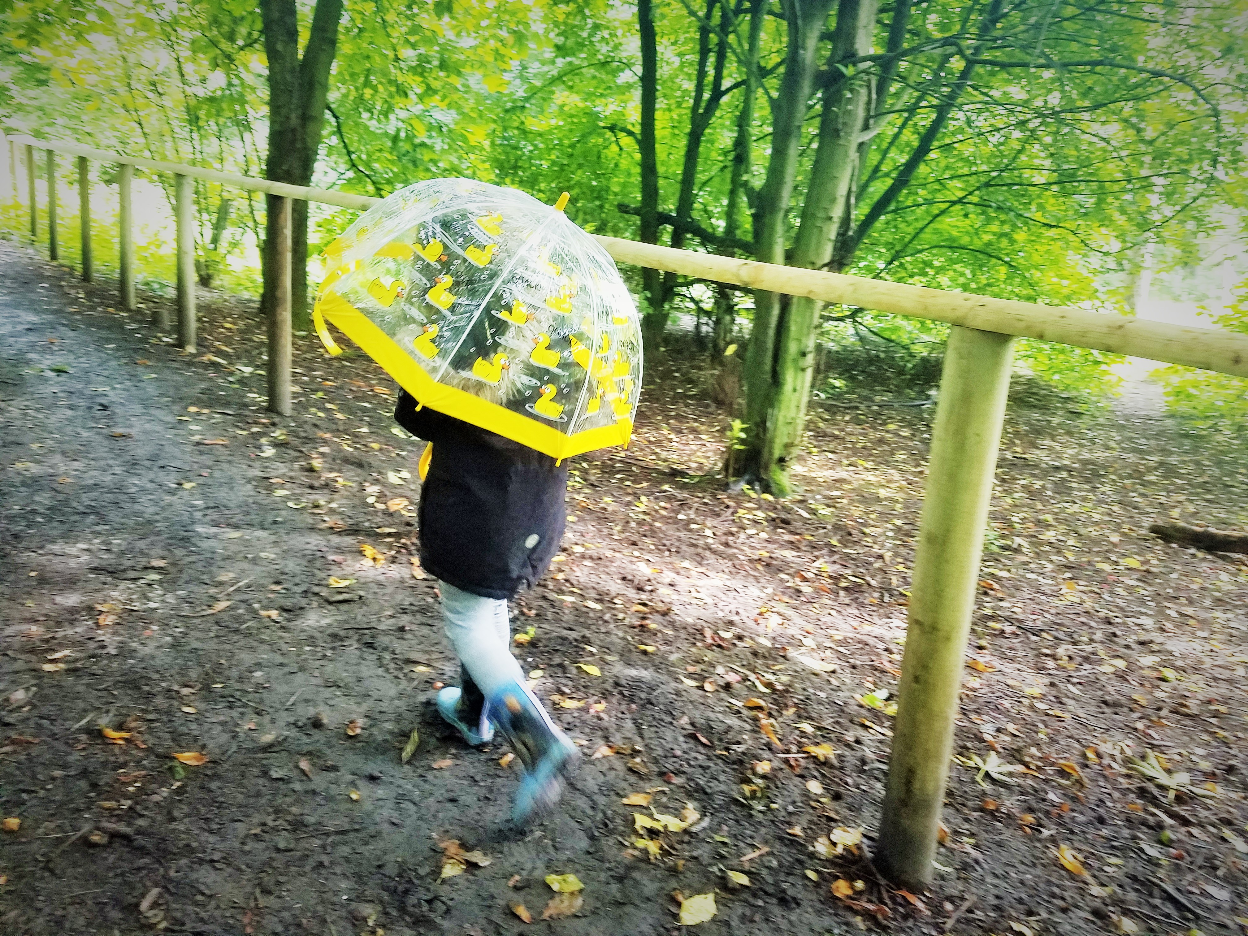 Sensitive child walking holding umbrella - blogcrush week 105